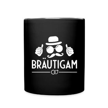 JGA 2022 Bräutigam Gesicht - Tasse einfarbig - Schwarz - Vorne