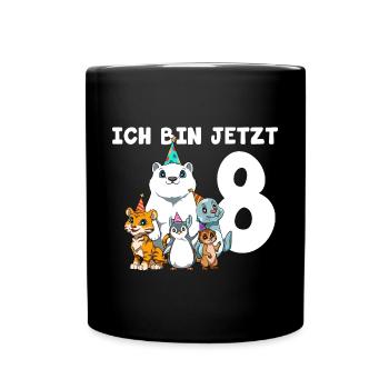 8 Geburtstag Zootiere Kinder - 8 Jahre Junge - Tasse einfarbig - Schwarz - Vorne