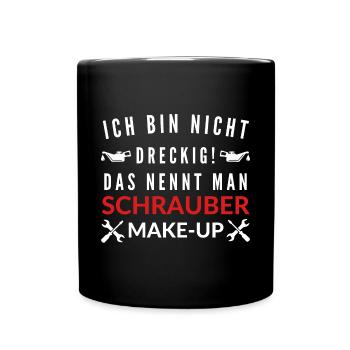 Herren KFZ Mechaniker Schrauber Make-Up Motoröl - Tasse einfarbig - Schwarz - Vorne