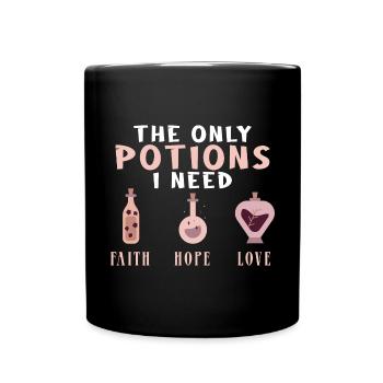 Glaube Hoffnung Liebe Tugend Elixier Witch Trank W - Tasse einfarbig - Schwarz - Vorne