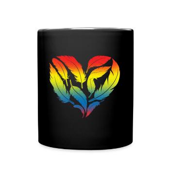 Vogelherz-Design für bunte Vogelfans - Tasse einfarbig - Schwarz - Vorne