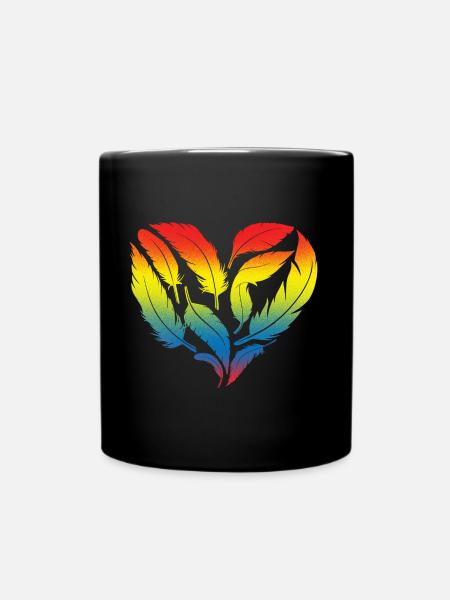 Vogelherz-Design für bunte Vogelfans - Tasse einfarbig - Schwarz