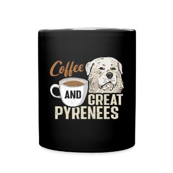 Great Pyrenees Hund Kaffee und Great Pyrenees - Tasse einfarbig - Schwarz - Vorne