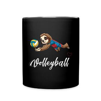 Liebe Volleyball - Niedliches Volleyball-Faultier - Tasse einfarbig - Schwarz - Vorne