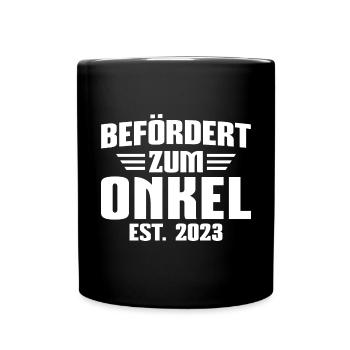 Schwangerschaft verkünden 2023 Befördert zum Onkel - Tasse einfarbig - Schwarz - Vorne