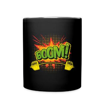 Pop Art Fitness Retro Comic Aesthetic Weightliftin - Full Colour Mug - black - Front