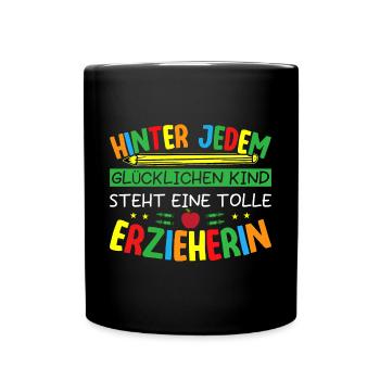 Erzieherin Erzieher Kindergärtnerin - Tasse einfarbig - Schwarz - Vorne