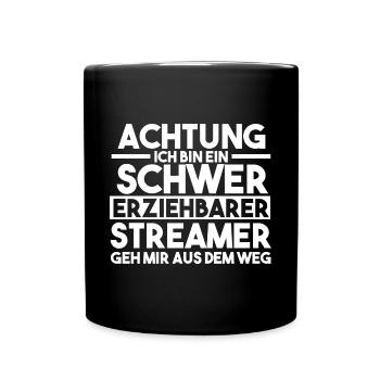 Gaming Zocken Zocker Gamer Streaming Streamer - Tasse einfarbig - Schwarz - Vorne