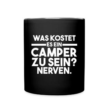 Wohnmobil Wohnwagen Caravan Camping Camper - Tasse einfarbig - Schwarz - Vorne