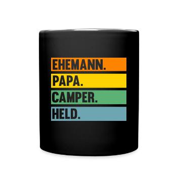 Papa Vater Wohnmobil Wohnwagen Caravan Camping Cam - Tasse einfarbig - Schwarz - Vorne