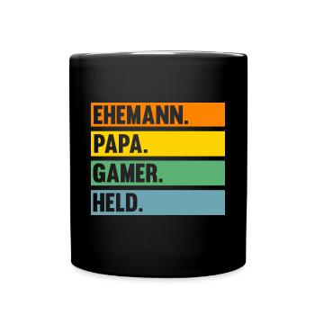 Papa Vater Gaming Zocken Zocker Gamer - Tasse einfarbig - Schwarz - Vorne