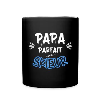 Papa parfait skieur / ski / cadeau / humour - Mug uni - noir - Devant