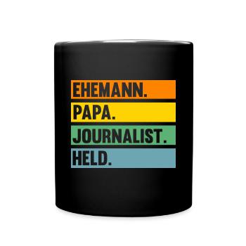 Reporter Papa Vater Journalistik Journalist - Tasse einfarbig - Schwarz - Vorne