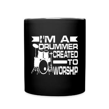 I'm A Drummer Created To Worship 2 - Tasse einfarbig - Schwarz - Vorne