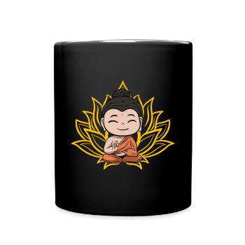 Buddha Mönch Namaste Buddhismus I Geschenk - Tasse einfarbig - Schwarz - Vorne