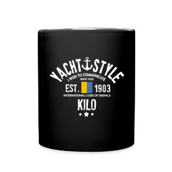 Yachtstil Ich möchte mit Ihnen kommunizieren Kilo - Tasse einfarbig - Schwarz - Vorne