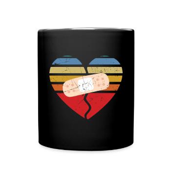 Heart Attack Survivor Patched Heart - Full Colour Mug - black - Front