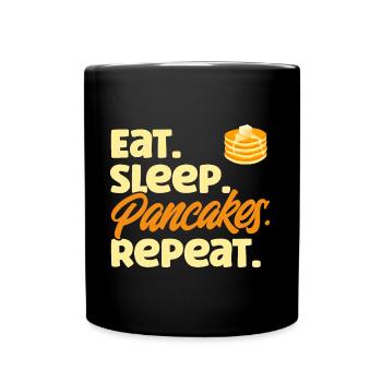 Pfannkuchen Frühstückspfannkuchen Fluffiger Flachk - Tasse einfarbig - Schwarz - Vorne