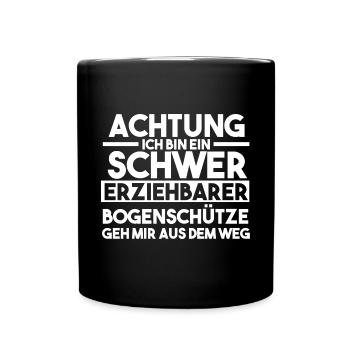 Bogen Bogenschütze Bogensport Bogenschießen - Tasse einfarbig - Schwarz - Vorne