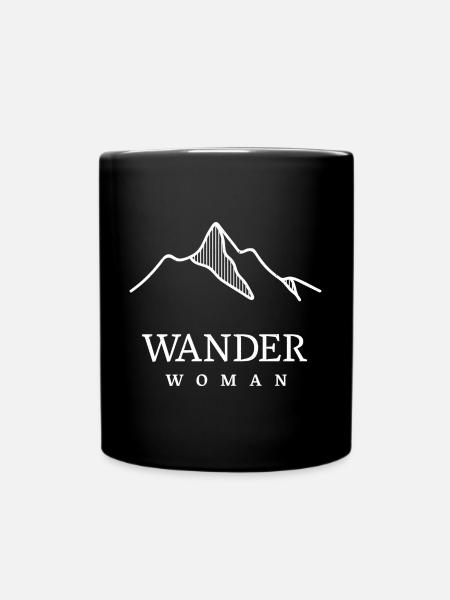 Wander Woman mit Berge - Tasse einfarbig - Schwarz
