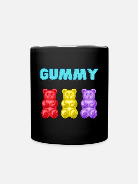 Gummibären Gummibärchen Fruchtgummi Gummy Geschenk - Tasse einfarbig - Schwarz