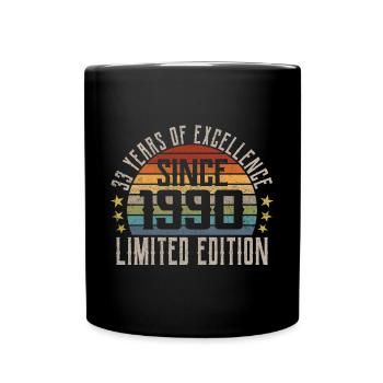 Limited Edition 1990 Geschenk Zum 33. Geburtstag - Tasse einfarbig - Schwarz - Vorne