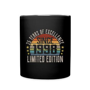 Limited Edition 1998 Geschenk Zum 25. Geburtstag - Tasse einfarbig - Schwarz - Vorne