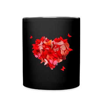 Butterfly heart - Herz voller Schmetterlinge - Tasse einfarbig - Schwarz - Vorne