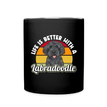 Labradoodle Dog - Full Colour Mug - black - Front