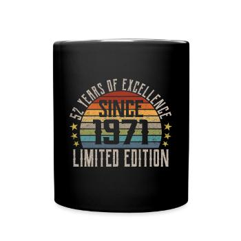 Limited Edition 1971 Geschenk Zum 52. Geburtstag - Tasse einfarbig - Schwarz - Vorne