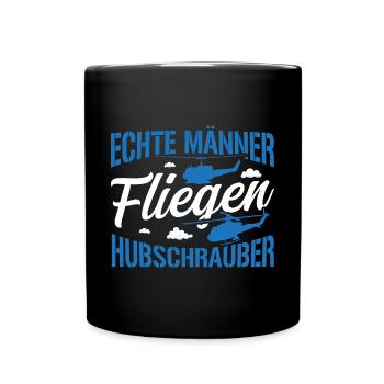 Herren Helikopter Hubschrauber Pilot Heli - Tasse einfarbig - Schwarz - Vorne