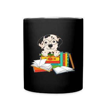 Les amoureux des chiens dalmates lisent le livre chiot - Mug uni - noir - Devant