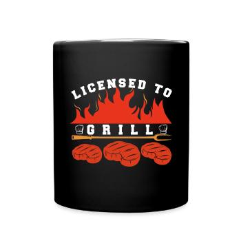 Lustiger Grill-Spruch I Grillen Motiv - Tasse einfarbig - Schwarz - Vorne