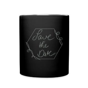 Save The Date Calligraphy Minimalism - Full Colour Mug - black - Front