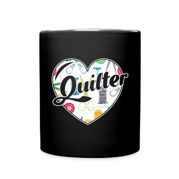 Quilter Full Heart - Full Colour Mug - black - Front