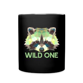 Raccoon Raccoon Wild One Geometric - Full Colour Mug - black - Front