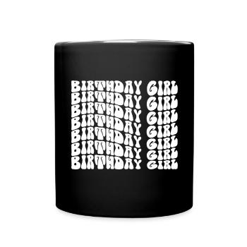 Anniversaire Fille Groovy Rétro Vintage Anniversaire - Mug uni - noir - Devant