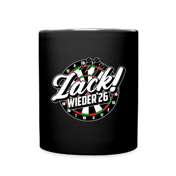 Zack wieder 26, Dartspieler Outfit, Geschenkidee - Tasse einfarbig - Schwarz - Vorne