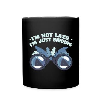 Ich beobachte nur Vögel - Tasse einfarbig - Schwarz - Vorne