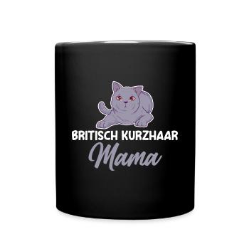 Britisch Kurzhaar Katze - Tasse einfarbig - Schwarz - Vorne