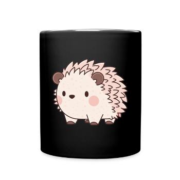 Süßer Vintage Igel - Tasse einfarbig - Schwarz - Vorne
