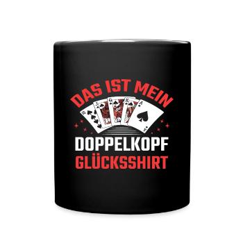 Doppelkopf Kartenspielen Doppelkopfspieler - Tasse einfarbig - Schwarz - Vorne