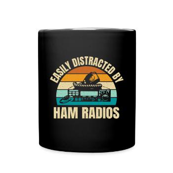 Rétro facilement distrait par les radios amateurs vintage Amat - Mug uni - noir - Devant