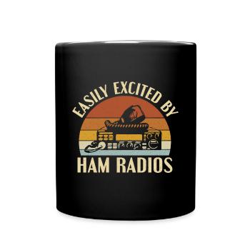 Vintage Sunset Antenna Retro Easily Excited By Ham - Tasse einfarbig - Schwarz - Vorne