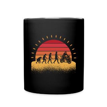 Biker Motorradfahrer Evolution Motorrad - Tasse einfarbig - Schwarz - Vorne