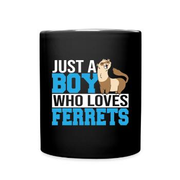 Hommes juste un garçon qui aime les furets Amoureux des animaux Belette - Mug uni - noir - Devant