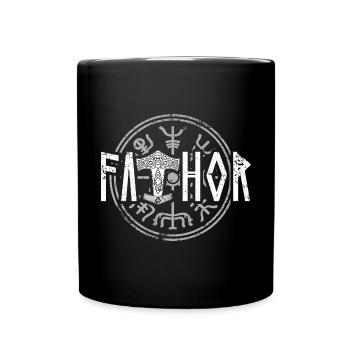 Fathor Papa Wikinger Vater Krieger Thor Spruch - Tasse einfarbig - Schwarz - Vorne