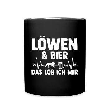 Löwe Löwen - Tasse einfarbig - Schwarz - Vorne