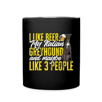 Italienischer Windspiel Windhund Hunde - Tasse einfarbig - Schwarz - Vorne