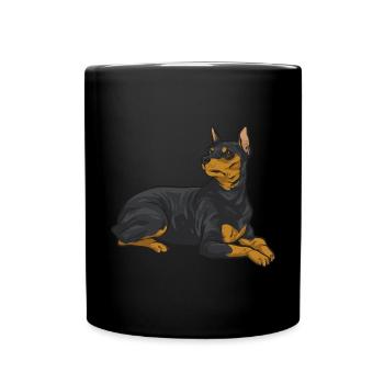 Miniature Pinscher Rehpinscher Min Pin Dog - Full Colour Mug - black - Front
